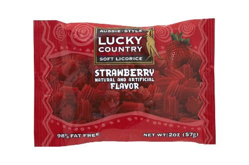 Lucky Country Inc Aussie Style Soft Licorice, Strawberry, 2 Ounce (Pack of 12) logo