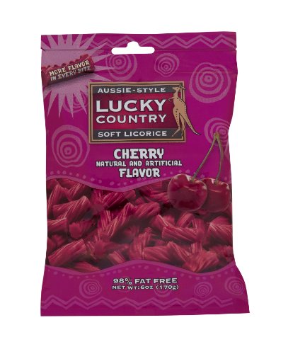 Lucky Country Style Soft Licorice, Cherry Aussie, 6 Ounce (Pack of 12) logo