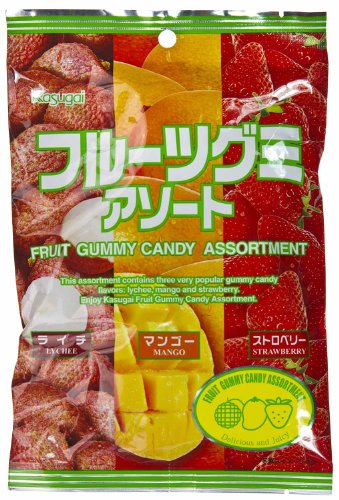 Lychee, Mango, Strawberry: Kasugai Fruit Gummy Candy (japanese Import) [ju-icni] logo
