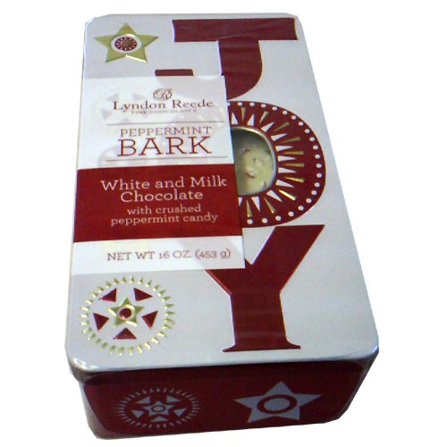 Lyndon Reede Collections Chocolate Peppermint Bark 1 Pound Holiday Gift Tin logo