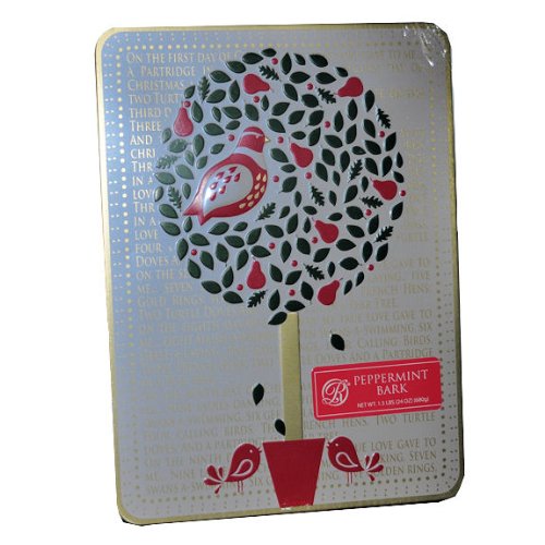 Lyndon Reede White and Dark Chocolate Peppermint Bark 1.5lbs Tin logo