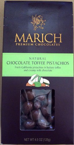 Marich Premium Chocolates Natural Chocolate Toffee Pistachios 4.5 Oz logo