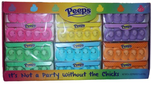 Marshmallow Easter Chicks Peeps Party Pack! Set Of 6 – 3 Oz. Colors Green, Pink, Blue, Yellow Purple and Orange (60 Peeps Chicks In Total!) logo