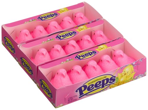 Marshmallow Peeps Pink Chicks, 4.5-ounce, 15-count Boxes (Pack of 6) logo