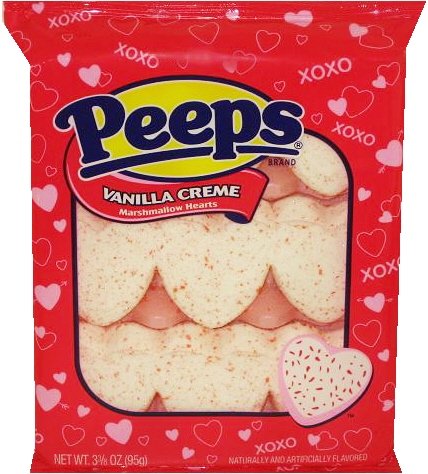 Marshmallow Peeps Vanilla Creme Hearts 9ct. logo