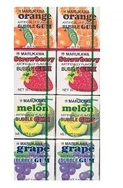 Marukawa Japanese Fusen Bubblegum 8 Pack Mix 0.19oz (orange, Strawberry, Melon, Grape) logo