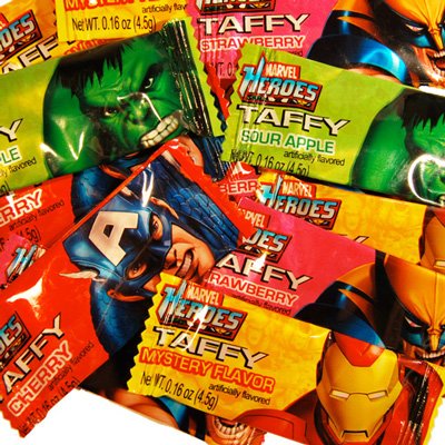 Marvel Superhero Taffy – 24 Small Candy Bars logo