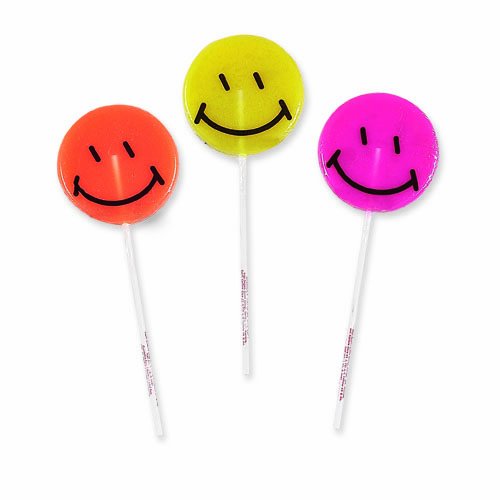 Melville Candy Lollipops, Happy Face, 1.3 ounce Lollipops (Pack of 24) logo