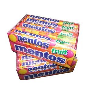 Mentos Chewy Candy, Mixed Fruit Flavor, 1.32 Ounce Rolls-(Pack of 30) logo