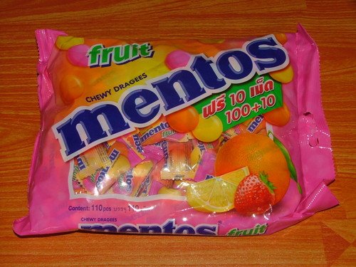 Mentos Chewy Dragees Candy – Fruit – 110 Tablets (lemon Orange Strawberry) Free Shipping From Thailand logo