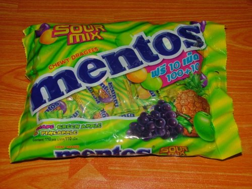 Mentos Chewy Dragees Candy – Sour Mix Flavour – 110 Tablets / Pack Free Shipping From Thailand logo