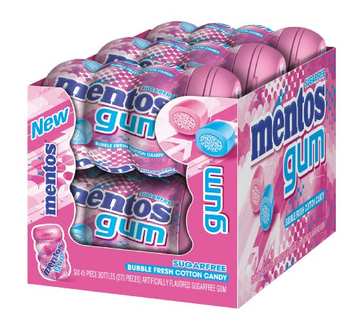 Mentos Gum Bubble Fresh Cotton Candy In Big Bottle Curvy, 45 Piece logo