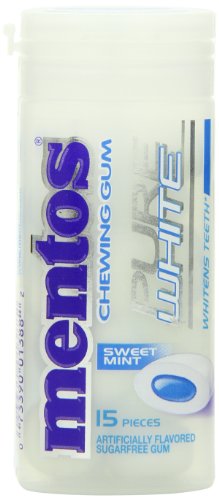 Mentos Gum Pure White Mint, 15 Piece Container (Pack of 10) logo