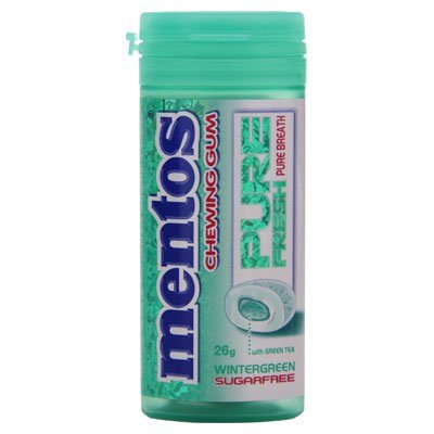 Mentos Pure Chewing Gum Sugar Free Gum 26g. (Pack of 2) (wintergreen) logo
