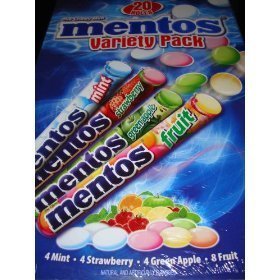 Mentos Variety Pack, The Chewy Mint, 1.32 ounce Rolls (Pack of 20) Assorted Flavors logo