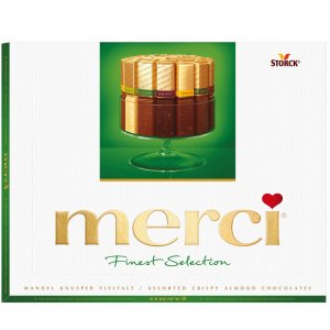 Merci Assorted Crispy Almond Chocolates (200g, 7oz) logo