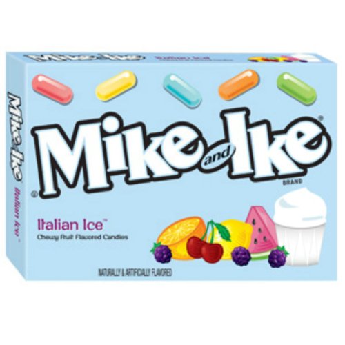 Mike and Ike Italian Ice Chewy Candy 4.2 Ounce Theater Size Pack 1 Box logo