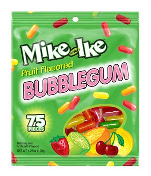 Mike & Ike Fruit Flavored Bubble Gum 4.25 Oz Bag (Pack of 4) logo