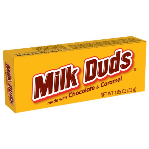 Milk Duds, Milk Chocolate Covered Caramels, 1.85 ounce Boxes (Pack of 24) logo