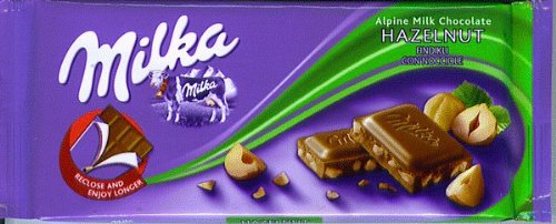 Milka Milk Chocolate Hazelnut, 3.52 ounce Bars (Pack of 10) logo