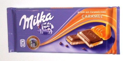 Milka Milk Chocolate With Caramel Filling 100 G logo