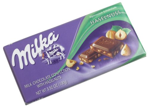 Milka Milk Chocolate With Chopped Hazelnuts, 3.52 ounce Bars (Pack of 10) logo