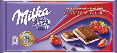 Milka Strawberry Yogurt Milk Chocolate Bar 100g, 10 Pack logo