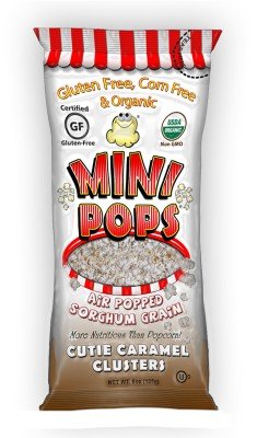 Mini Pops Air Popped Sorghum Cutie Caramel Cluster 4 Pack (6 Ounce Bags) logo