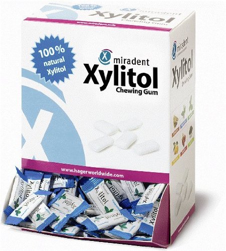 Miradent 100 Percent Xylitol Dental Health Chewing Gum (assorted Flavors/ 200 Packs Of 2 Pieces In Dispenser Box Great For Home and Business) logo