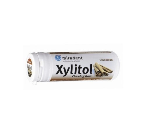 Miradent 100% Xylitol Dental Health Chewing Gum (cinnamon Flavor / 12 Tubes Of 30 Pieces Each) logo