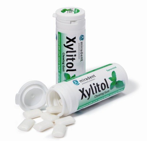 Miradent 100% Xylitol Dental Health Chewing Gum (spearmint Flavor/ 12 Tubes Of 30 Pieces Each) logo