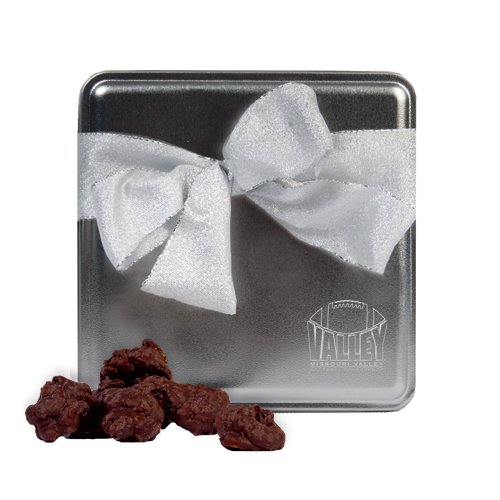 Missouri Valley Football Decadent Chocolate Clusters Silver Medium Tin ‘official Logo Engraved’ logo