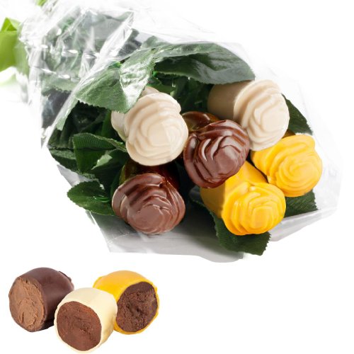 Mixed Collection Of Belgian Chocolate Truffle Roses – Contains Raspberry, Peanut Butter and Grand Marnier Centers (chocolate Flowers) logo