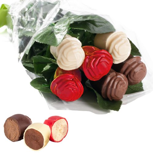 Mixed Collection Of Belgian Chocolate Truffle Roses – Contains Raspberry, Strawberry Balsamic and Peanut Butter Centers (chocolate Flowers) logo