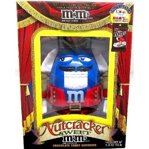 M&m’s Limited Edition Nutcracker Sweet Holiday Candy Dispenser, Blue Character With Red Holiday Suit logo