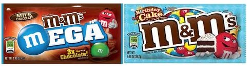 M&m’s Mega and M&m’s Birthday Cake Candies Try Both M&ms! (12 Packs-6 Of Each Kind) logo