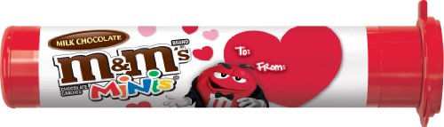 M&M’s Valentine’s Minis Milk Chocolate Candy Filled Tube, 1.94 ounce Packages (Pack of 24) logo