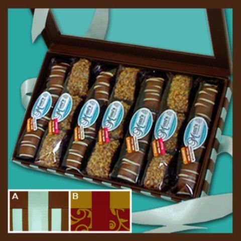 Moms Originals Gfb-21-da 21pc Gourmet Gift Box – Dark Chocolate – Chocolate-aqua Stripes Gift Box logo
