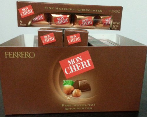 Mon Cheri Fine Hazelnut Chocolates By Ferrero (4 Box Of 4 Pieces Per Package) (1.2 Oz P/p)) logo