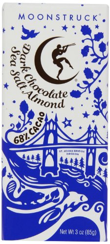 Moonstruck Chocolate Dark Chocolate Bar, Almond Sea Salt, 3 Ounce ( Pack of 3) logo