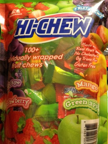 Morinaga Hi -chew Assorted Flavored 17.64 Oz 100+ Individually Wrapped Fruit Chews Mango Grape Strawberry Green Apple logo