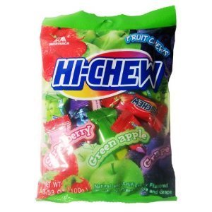 Morinaga – Hi-chew Assorted Pack Strawberry, Strawberry, Green Apple and Grape Fruit Chews – 20 Invidually Wrapped Pieces logo