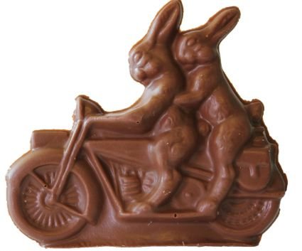 Motorcycle Riding Chocolate Double Easter Bunny 3.5 Oz logo