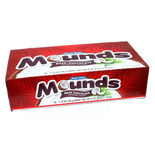 Mounds Candy Bar, Dark Chocolate Coconut Filled, 1.75 ounce Bars (Pack of 36) Mo logo