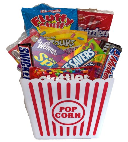 Movie Night Popcorn Tub Loaded With Snacks and Goodies Gift Basket logo