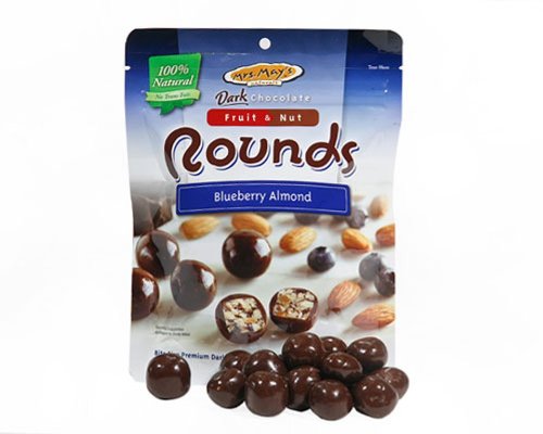 Mrs. May’s Dark Chocolate Rounds, Blueberry and Almond, 4 Ounce (Pack of 6) logo