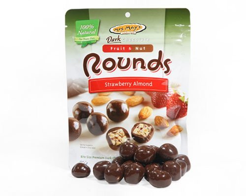 Mrs. May’s Dark Chocolate Rounds, Strawberry and Almond, 4 Ounce (Pack of 6) logo