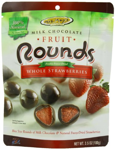Mrs. May’s Whole Milk Chocolate Rounds, Strawberry, 3.5 Ounce (Pack of 6) logo