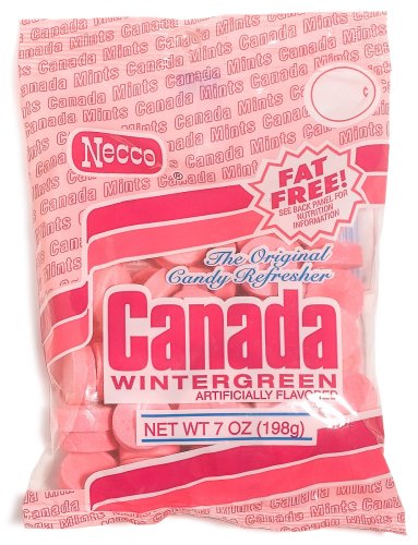 Necco Canada Wintergreen, 7 ounce Pink Bags (Pack of 12) logo