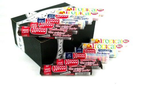 Necco Wafers Variety: Assorted, Chocolate and Tropical, 12 Wafers In A Gift Box logo